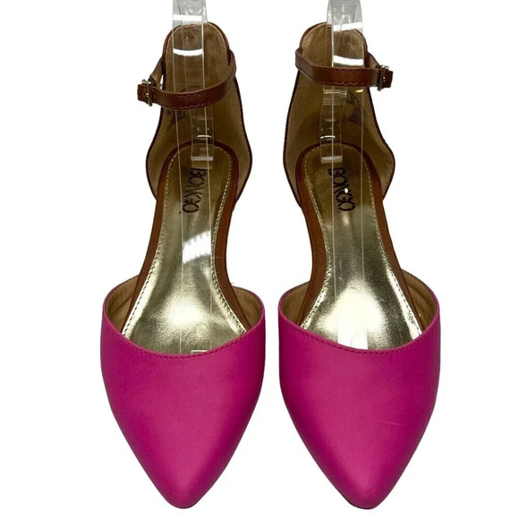 Bongo Taurie Hot Pink Faux Leather D'Orsay Pointed Toe Flat Sz. 7 - Picture 1 of 11